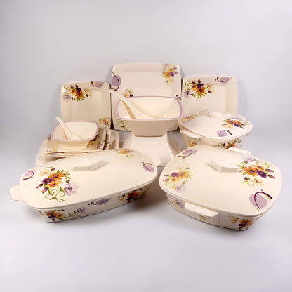 Majestic Melamine Dinner Set Crystal Coated Dinnerware 8 Persons Serving - 64 Pcs Square   ROYAL DYNASTY DOUBLE GLAZE SET Made of BPA-free break resistant melamine