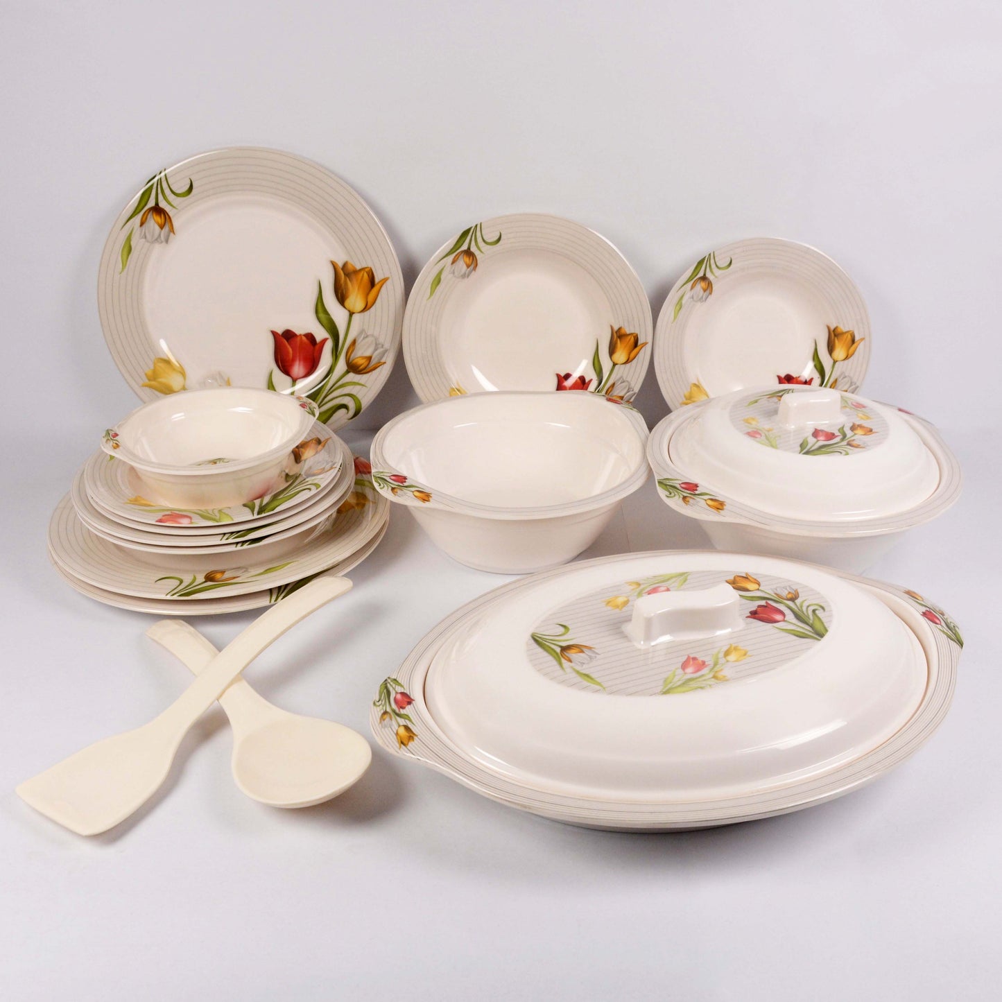 Majestic modesty Dinner Ware 36 Pcs Dinning Set - 6 Persons Serving double glaze DYNASTY CIRCLE Made of BPA-free break resistant melamine