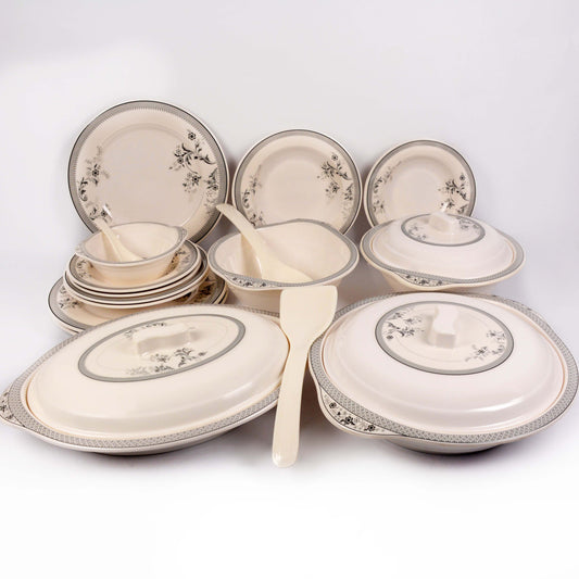 Majestic modesty Dinner Ware 36 Pcs Dinning Set - 6 Persons Serving double glaze DYNASTY CIRCLE Made of BPA-free break resistant melamine