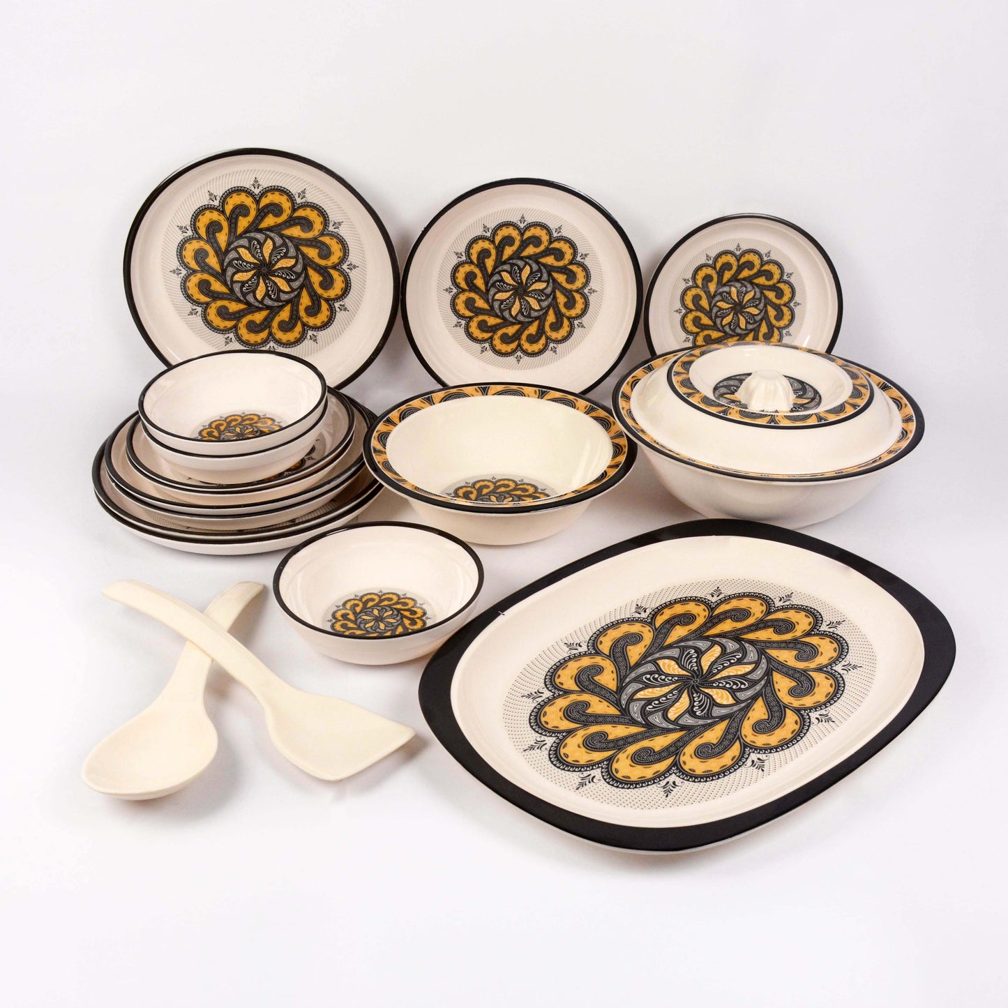 Majestic RT Dinner Ware 36 Pcs Dinning Set - 6 Persons Serving  DYNASTY CIRCLE Made of BPA-free break resistant melamine