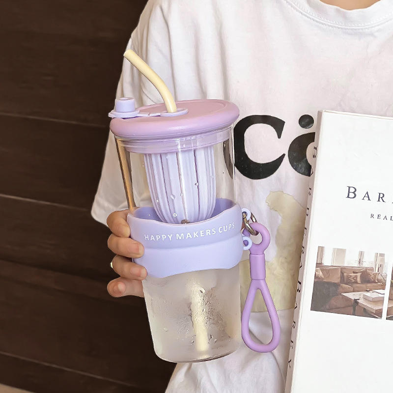 High Value Office Cup with Straw Glass Summer New Coffee Tea Juice Cups Lid Infuser Compartment for Tours