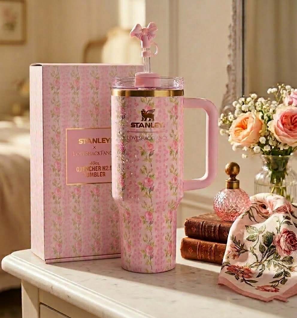 Floral Stanley Cup Stainless Steel Vacuum Insulated Tumbler Ice Coffee Cup