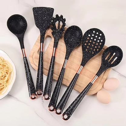 Non-Stick Spatula Silicone Soup Spoon Colander Seven-Piece Kitchen Cooking Spatula Spoon With Stand Silicone Kitchenware Set 2
