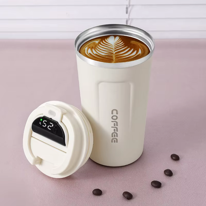 Coffee Mug White Color Smart Temperature Sensor Display Water Bottle Electric Led Digital Intelligent Tumbler Coffee Mug Stainless Steel Cup With Lid