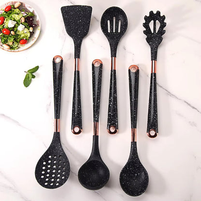 Non-Stick Spatula Silicone Soup Spoon Colander Seven-Piece Kitchen Cooking Spatula Spoon With Stand Silicone Kitchenware Set 2