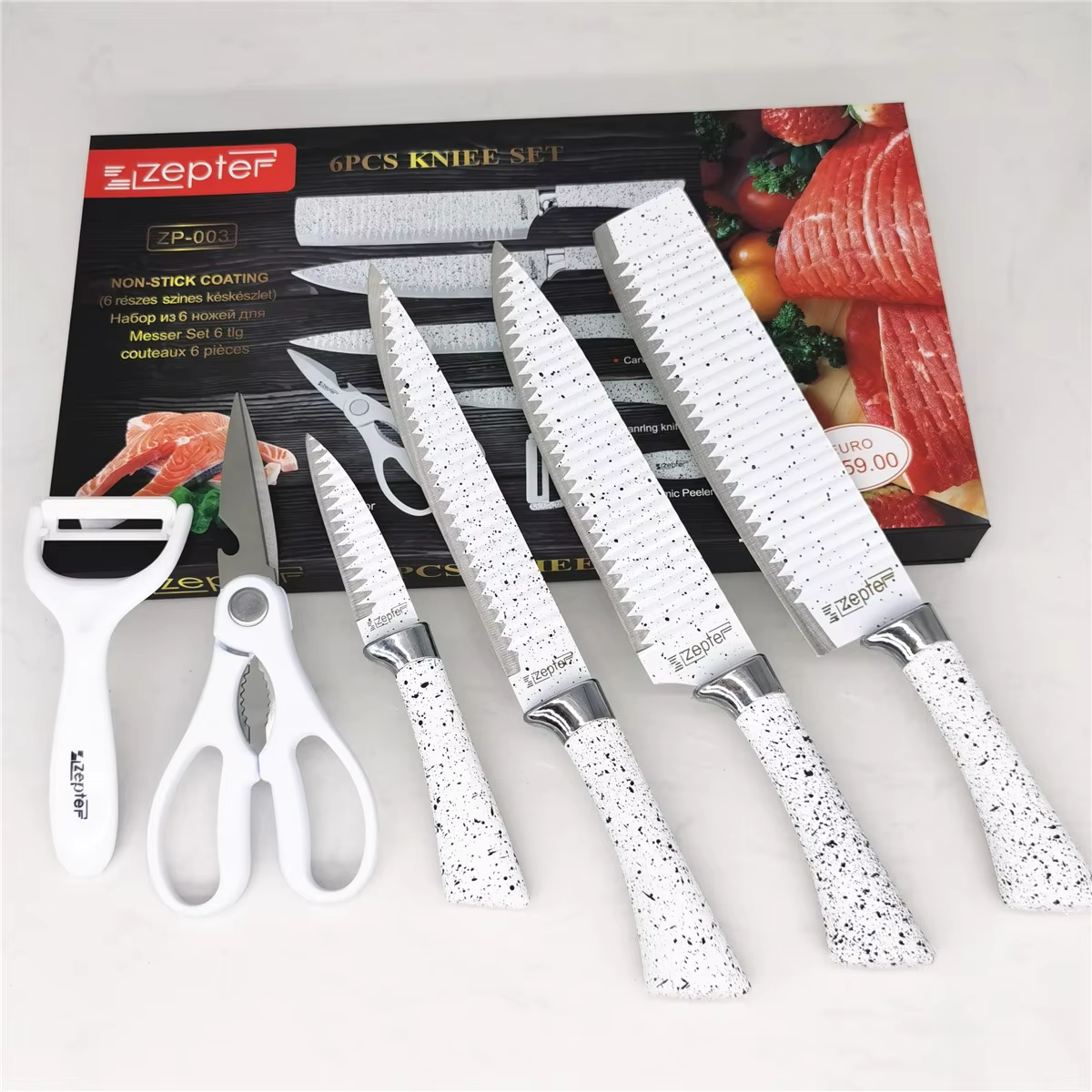 Hot Selling Product Kitchen Chef Six Piece Set White Japanese Knife