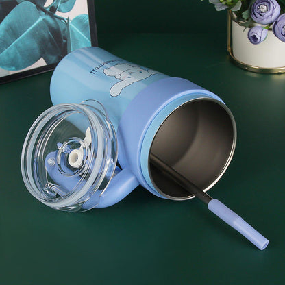 Stainless steel thermos cup double layer vacuum insulated tumbler straw thermos cup For Kids