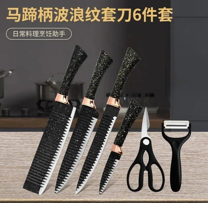 Zepter Best Quality white and Black 6 Pieces Knife Set- Stainless Steel-With Strong Non-Stick Coating -Unique Design