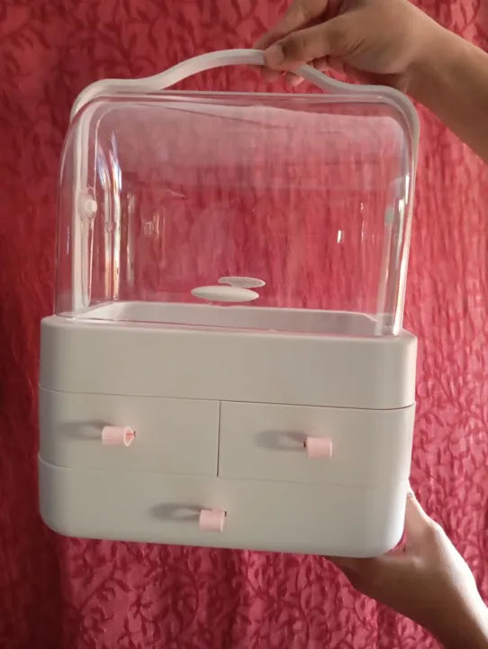 Makeup Organizer, Waterproof&Dustproof Cosmetic Organizer Box with Lid Fully Open Makeup Display Boxes, Skincare Organizers