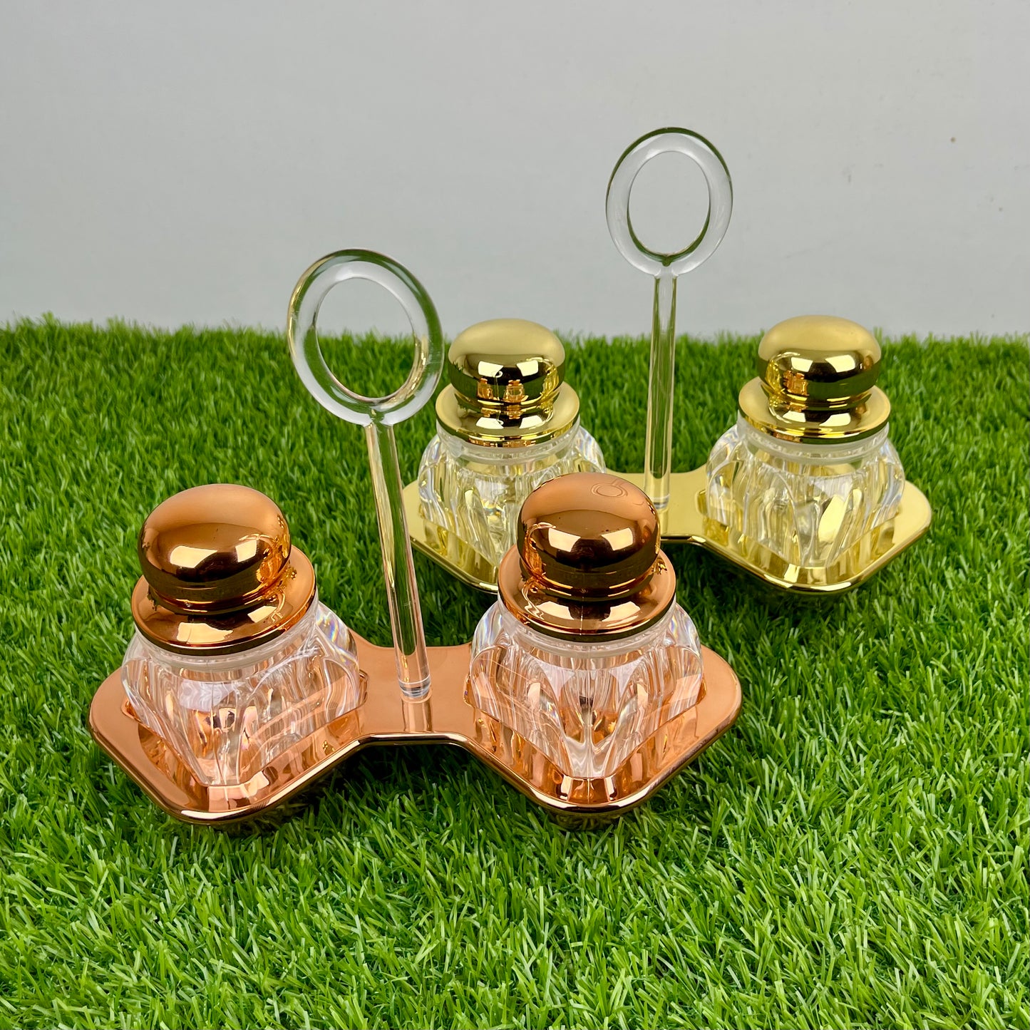 Namak Dani 2 𝗣𝗶𝗲𝗰𝗲 Acrylic Premium Quality Imported Transparent Household & Restaurant Spice Chili Flake Salt Pot Set Holder 🌶️🧂🫚