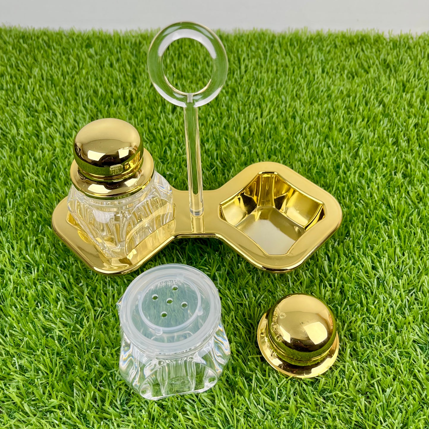 Namak Dani 2 𝗣𝗶𝗲𝗰𝗲 Acrylic Premium Quality Imported Transparent Household & Restaurant Spice Chili Flake Salt Pot Set Holder 🌶️🧂🫚