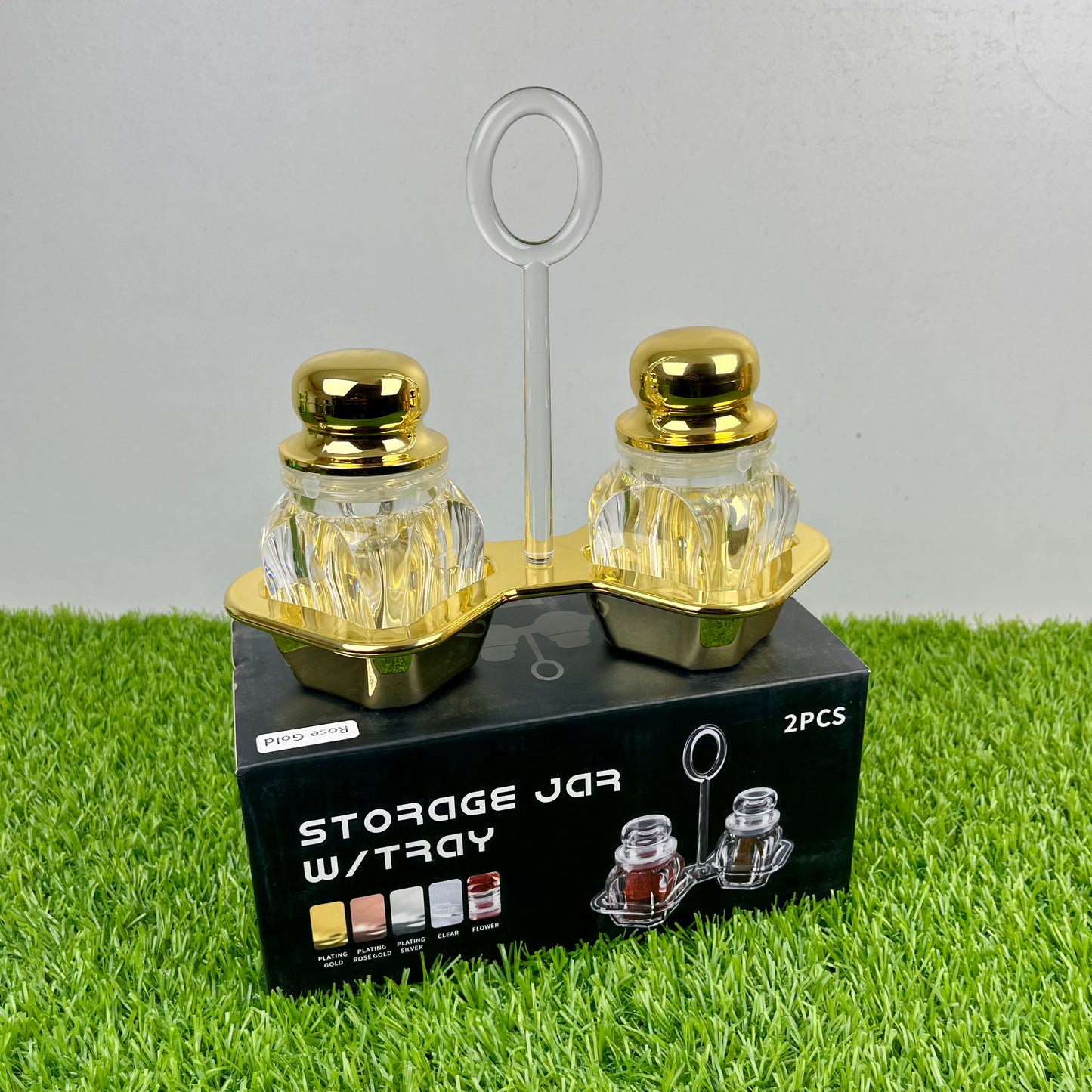 Namak Dani 2 𝗣𝗶𝗲𝗰𝗲 Acrylic Premium Quality Imported Transparent Household & Restaurant Spice Chili Flake Salt Pot Set Holder 🌶️🧂🫚