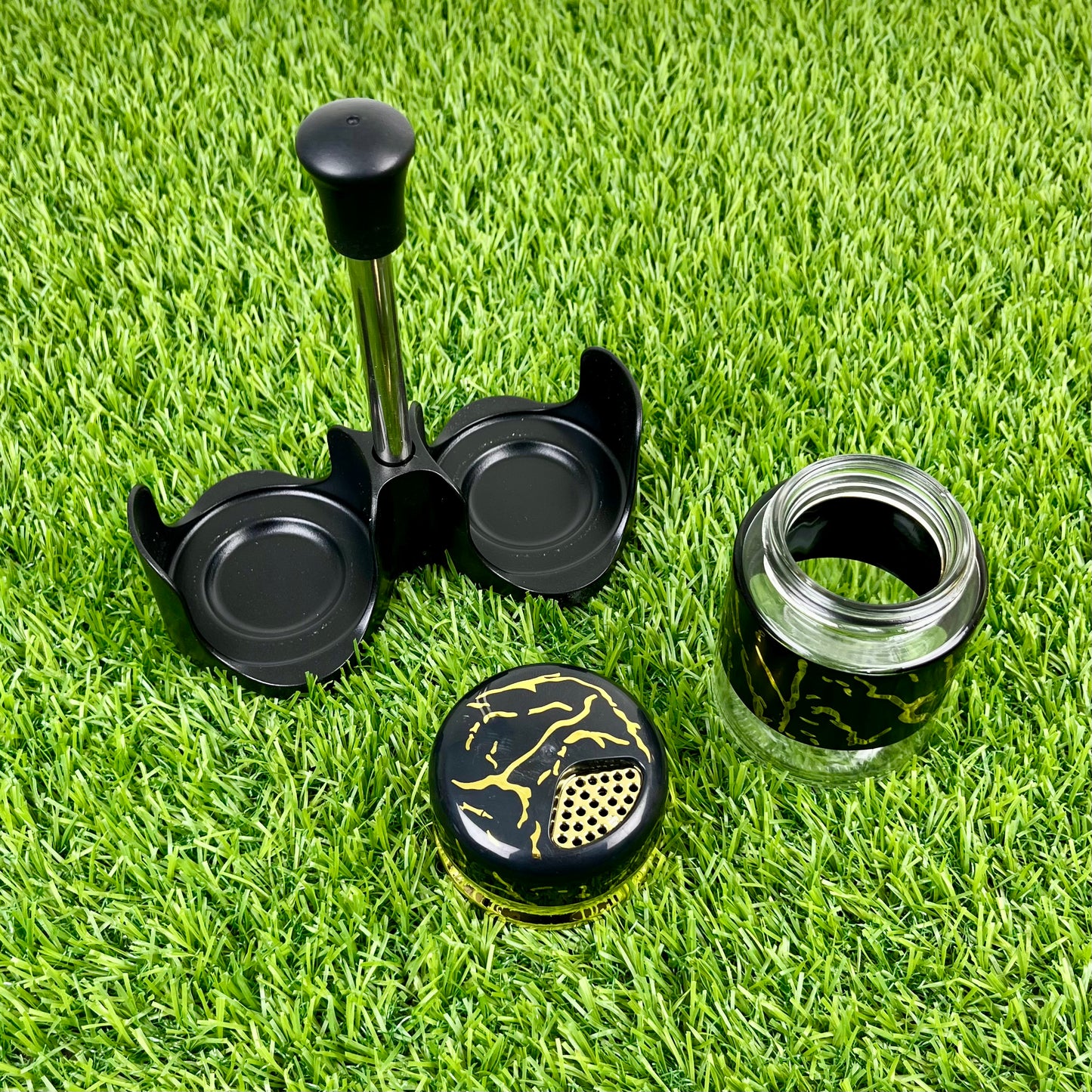 Salt & Pepper Cruet Set – Glass Hars Modern Marble Design and Convenient Top Lid (2 Pcs)