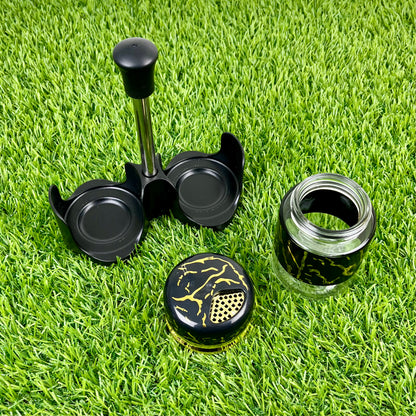 Salt & Pepper Cruet Set – Glass Hars Modern Marble Design and Convenient Top Lid (2 Pcs)