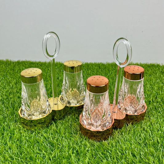 Namak Dani 2 𝗣𝗶𝗲𝗰𝗲 Acrylic Premium Quality Imported Transparent Household & Restaurant Spice Chili Flake Salt Pot Set Holder 🌶️🧂🫚