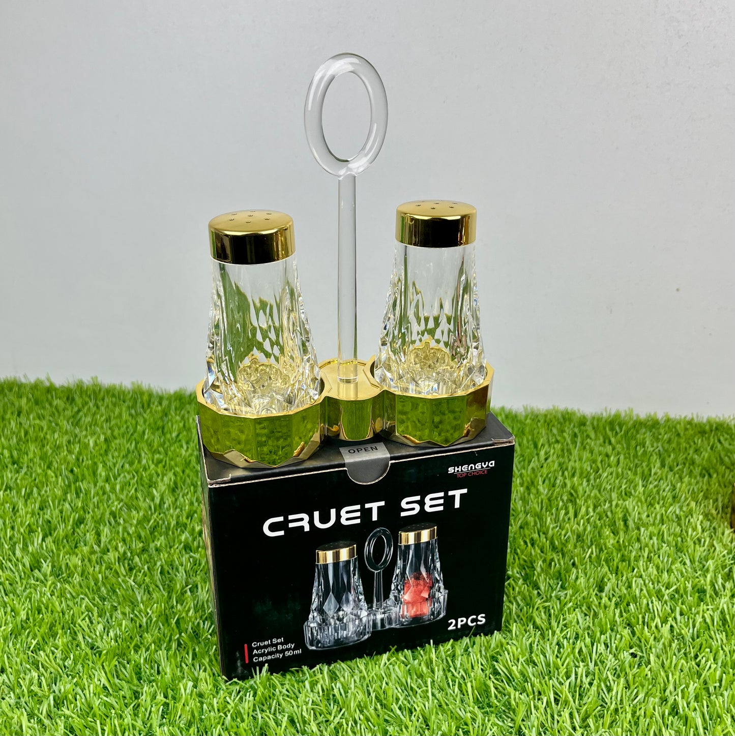 Namak Dani 2 𝗣𝗶𝗲𝗰𝗲 Acrylic Premium Quality Imported Transparent Household & Restaurant Spice Chili Flake Salt Pot Set Holder 🌶️🧂🫚