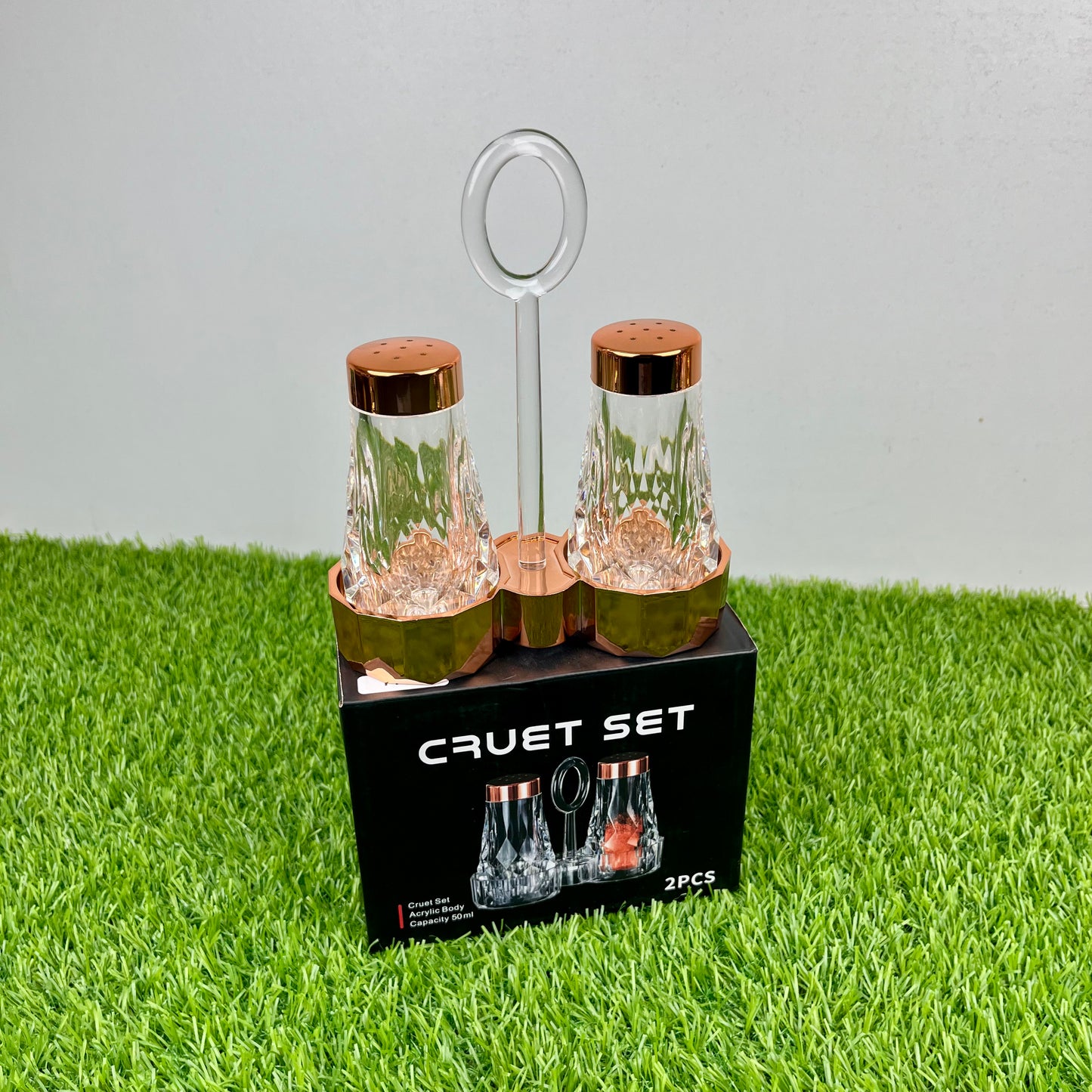 Namak Dani 2 𝗣𝗶𝗲𝗰𝗲 Acrylic Premium Quality Imported Transparent Household & Restaurant Spice Chili Flake Salt Pot Set Holder 🌶️🧂🫚