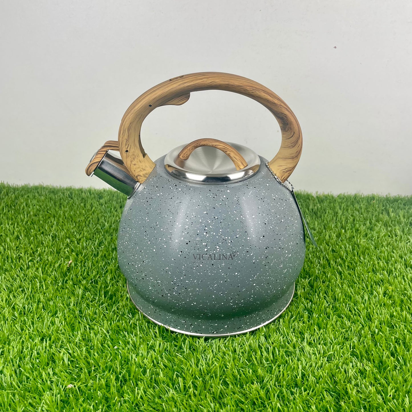 3.5L Stainless Steel with wooden handle Kettle with Unique Marble Coating Design
