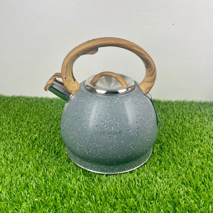 3.5L Stainless Steel with wooden handle Kettle with Unique Marble Coating Design