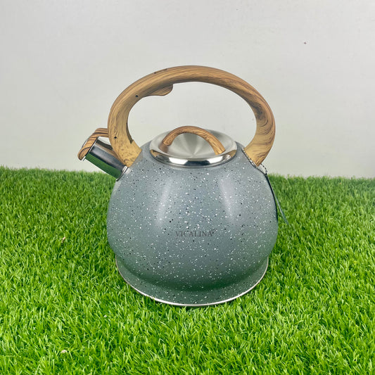 3.5L Stainless Steel with wooden handle Kettle with Unique Marble Coating Design