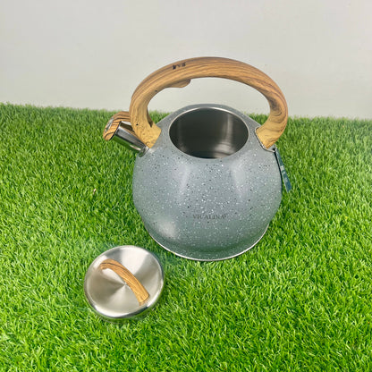 3.5L Stainless Steel with wooden handle Kettle with Unique Marble Coating Design