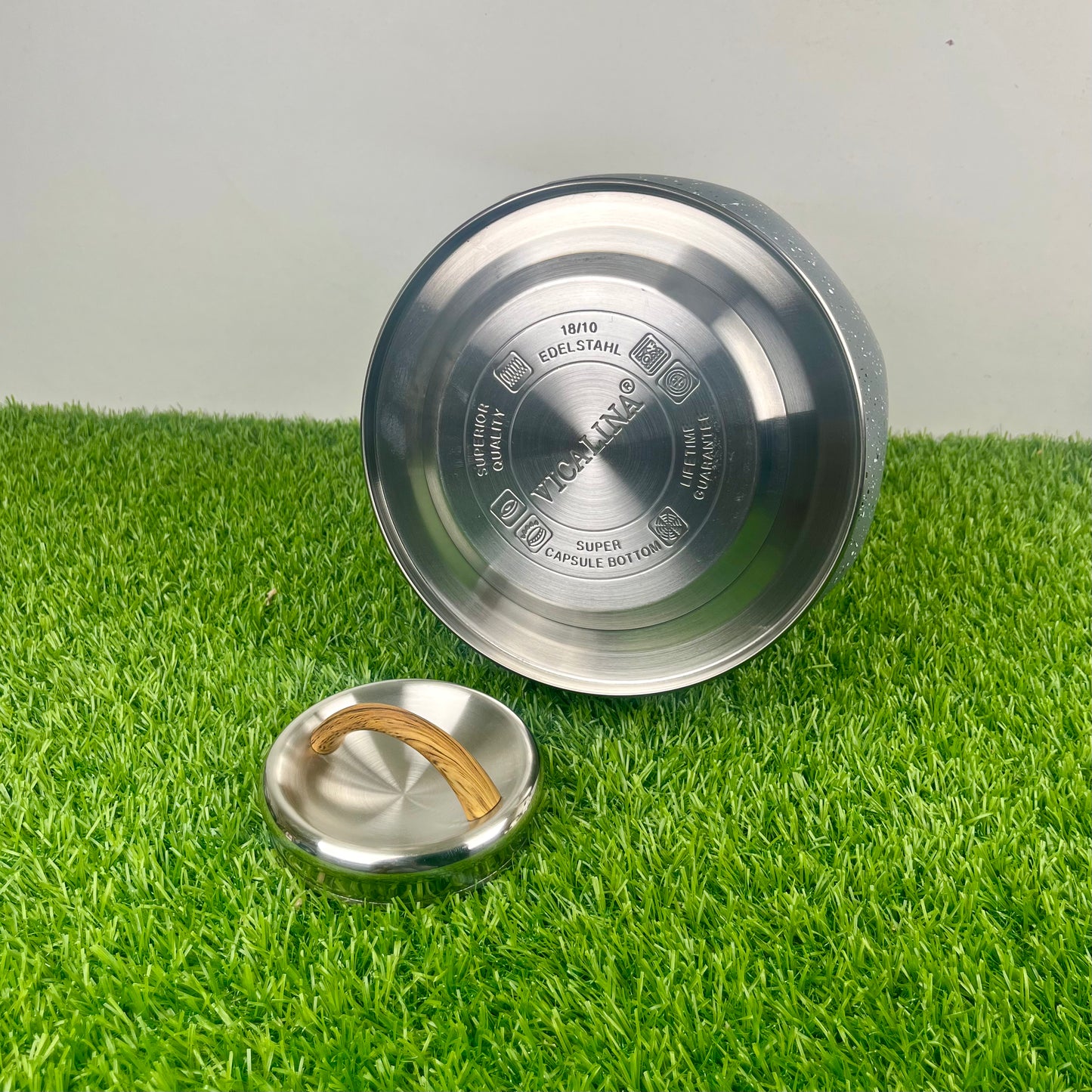 3.5L Stainless Steel with wooden handle Kettle with Unique Marble Coating Design