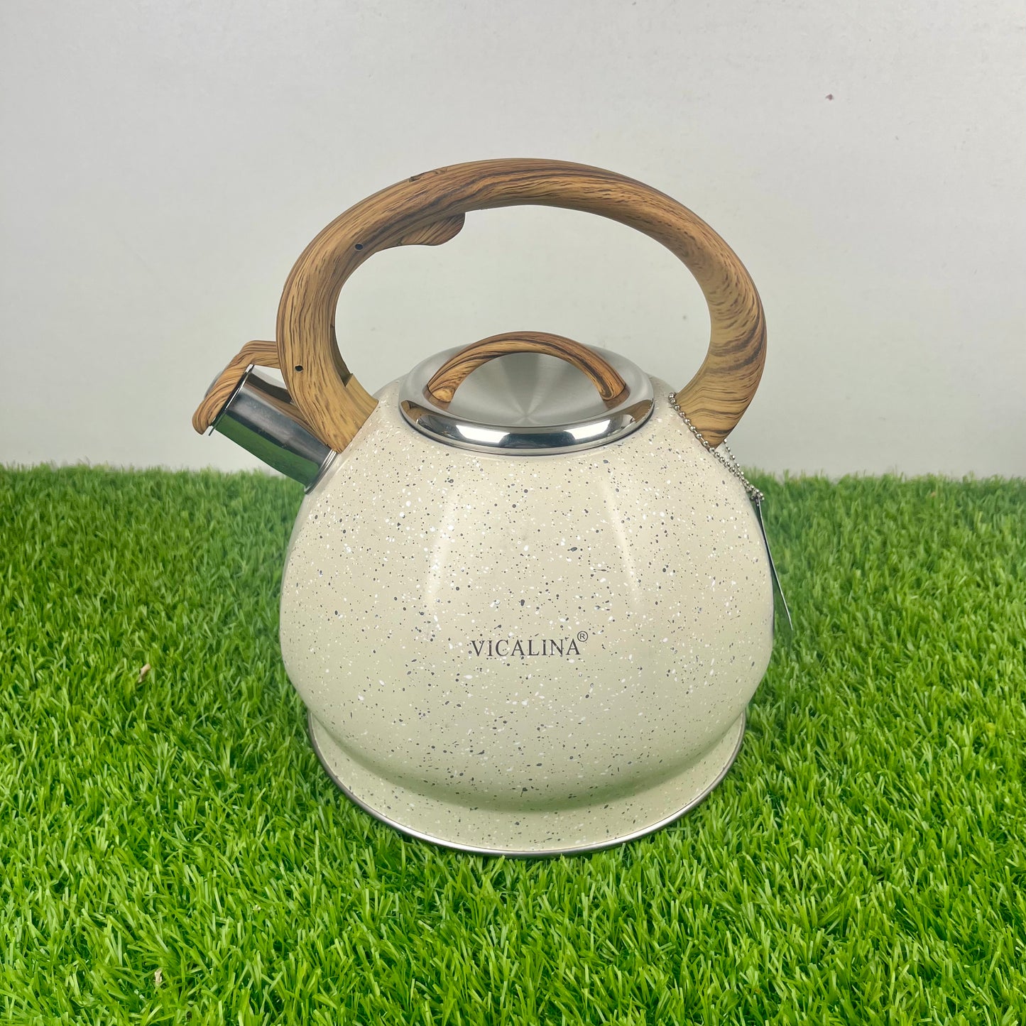 3.5L Stainless Steel with wooden handle Kettle with Unique Marble Coating Design