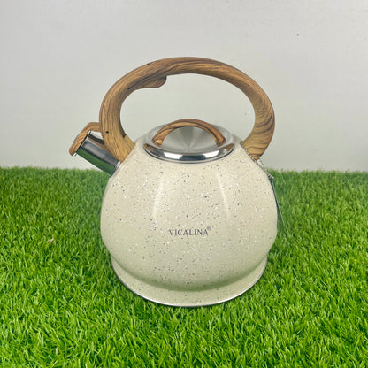 3.5L Stainless Steel with wooden handle Kettle with Unique Marble Coating Design