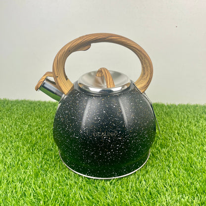 3.5L Stainless Steel with wooden handle Kettle with Unique Marble Coating Design