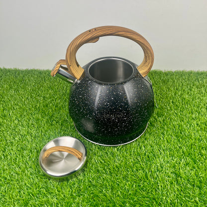 3.5L Stainless Steel with wooden handle Kettle with Unique Marble Coating Design