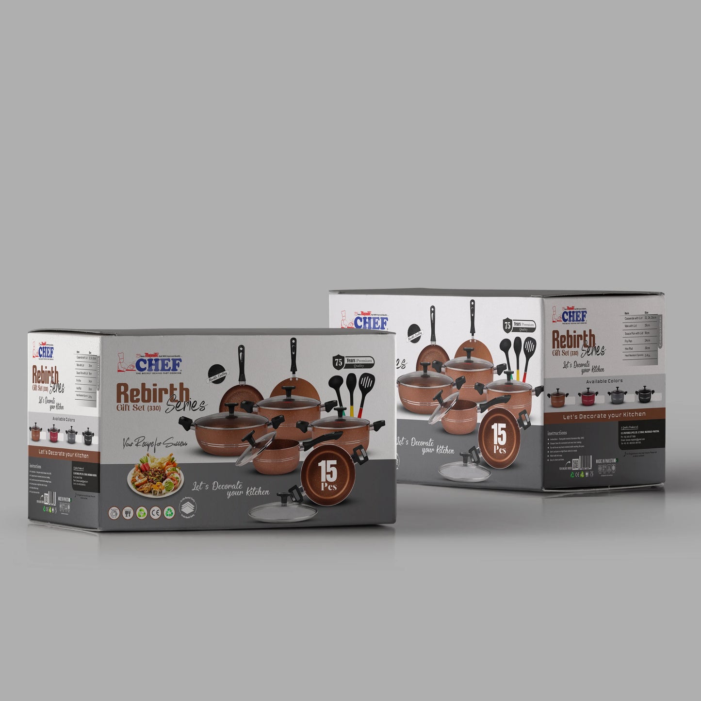 Chef Best Aluminum Non Stick Kitchen Set 15 Pcs New Arrival Cookware Set - Maroon Rebirth