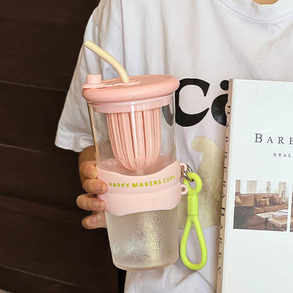 High Value Office Cup with Straw Glass Summer New Coffee Tea Juice Cups Lid Infuser Compartment for Tours