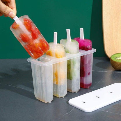 New 2025 safe BPA Free Silicone 6 Ice Cream Makers Popsicles Molds Sets 6 PCS Ice Pop Makers Reusable Ice Cream Mold