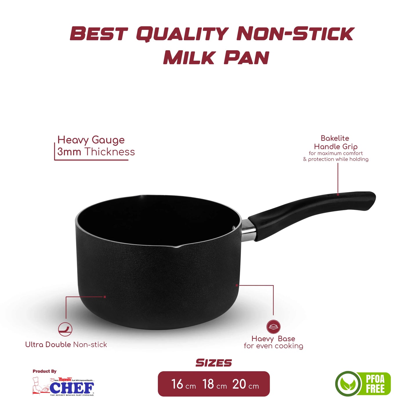 CHEF Non-Stick Milk Pan - Black