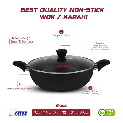 -31% Chef Non-Stick Karahi/ Wok - 32 cm