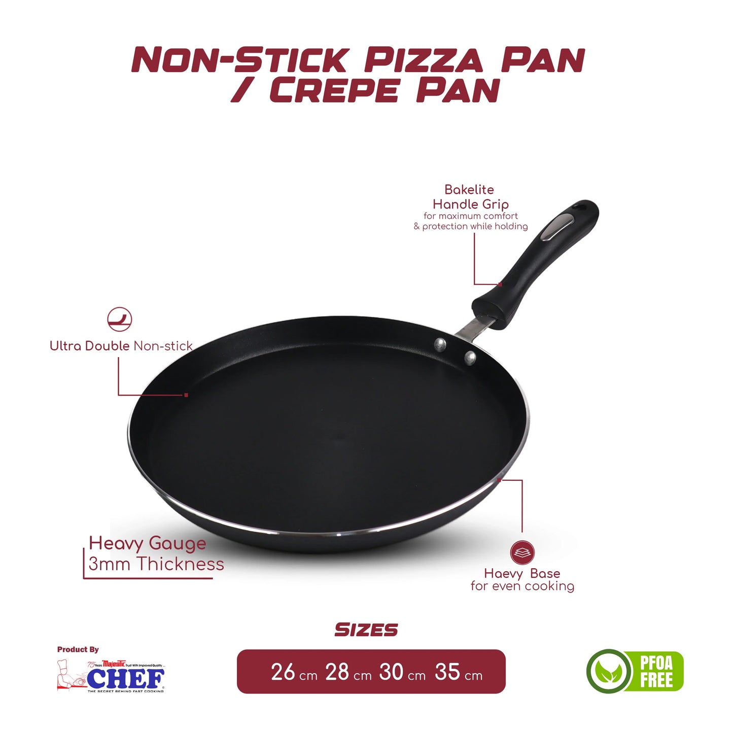 Chef Best Non Stick Hot Plate Pizza Pan Crepe Pan 28 cm