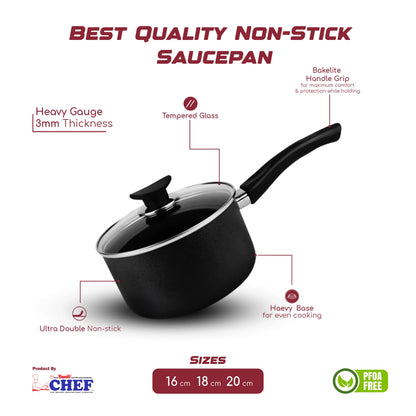Chef Non-Stick Saucepan With Glass Lid
