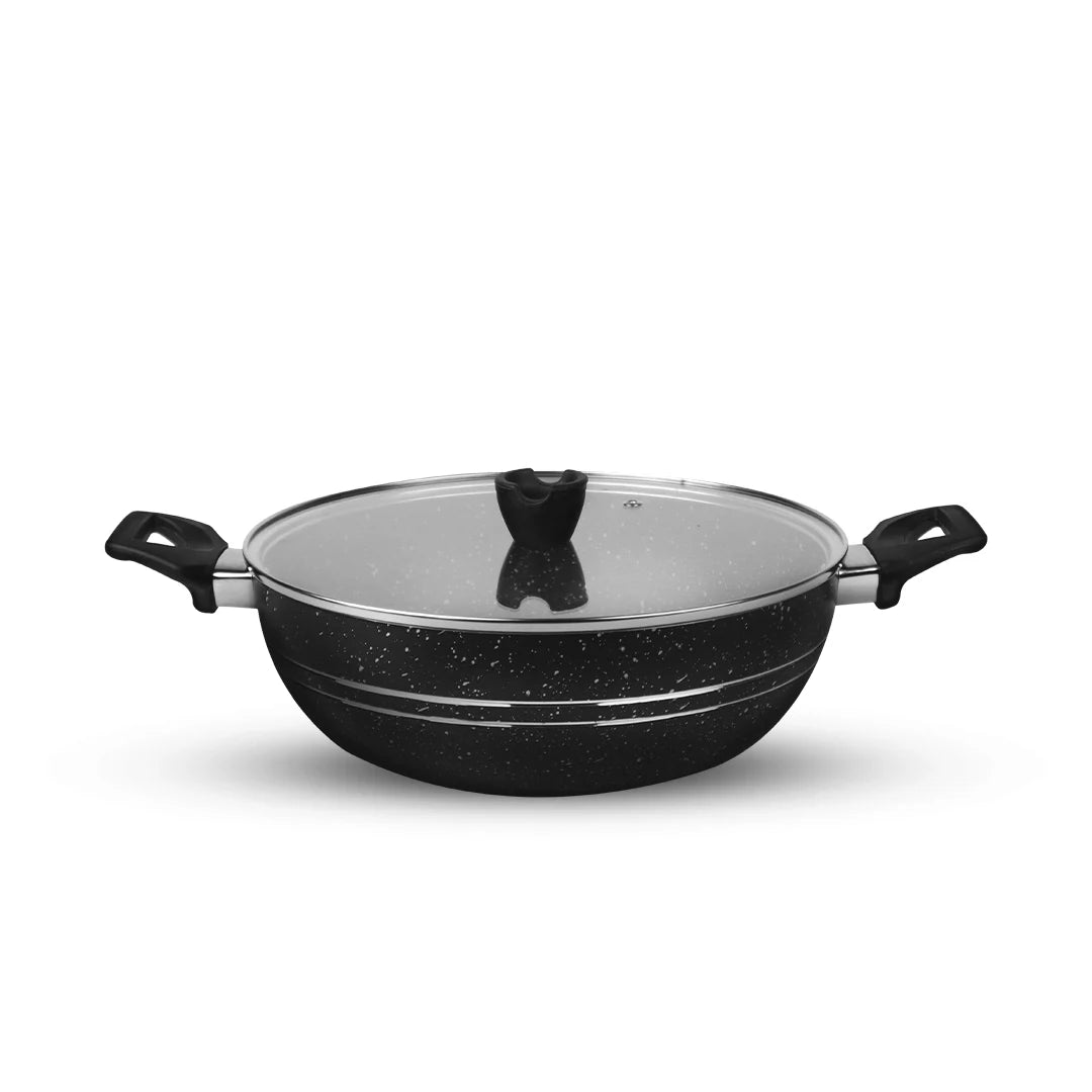 Chef Marble Coating Nonstick Cookware Set / Taper Series 21 Pcs / Kitchen Set - Black