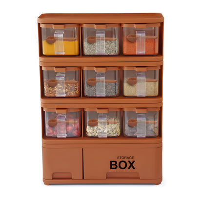 4 Layer Kitchen Spice Storage Organizer Box with Drawers & Containers