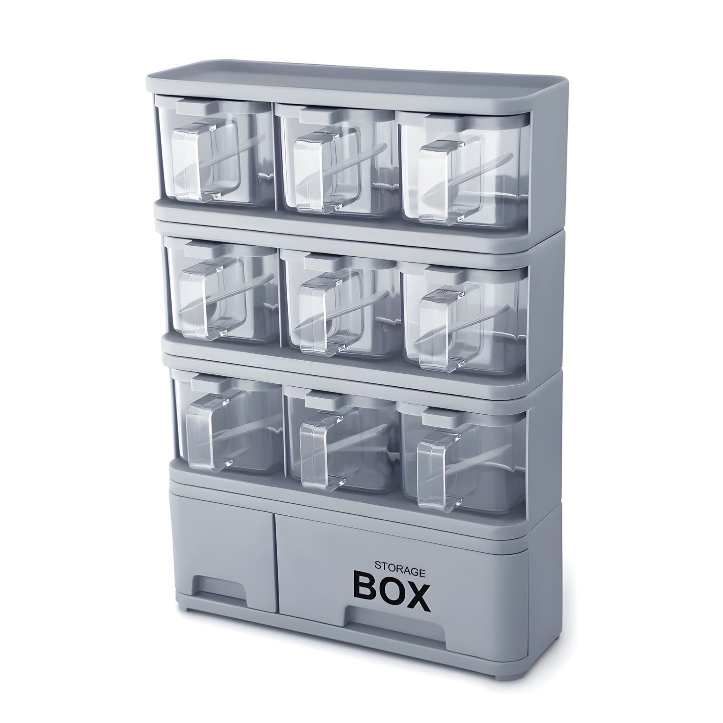 4 Layer Kitchen Spice Storage Organizer Box with Drawers & Containers