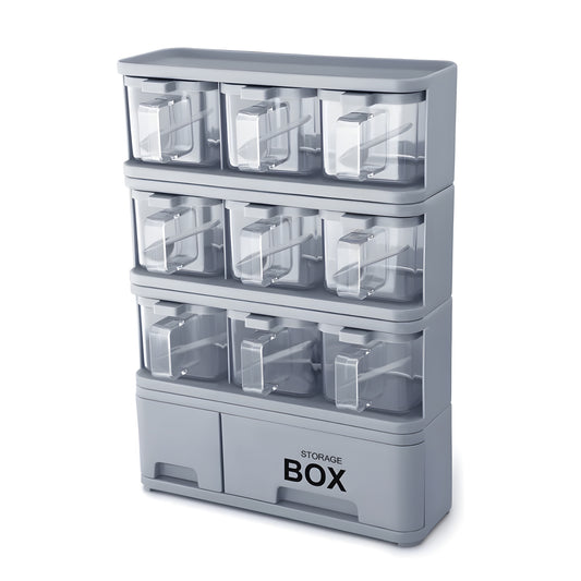 4 Layer Kitchen Spice Storage Organizer Box with Drawers & Containers