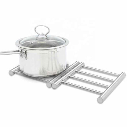 Creative stretch design Stainless Steel Pot Mat Pads Foldable Drying Rack coasters pot holders Square Anti-hot kitchen table mat