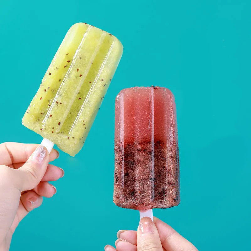 New 2025 safe BPA Free Silicone 6 Ice Cream Makers Popsicles Molds Sets 6 PCS Ice Pop Makers Reusable Ice Cream Mold