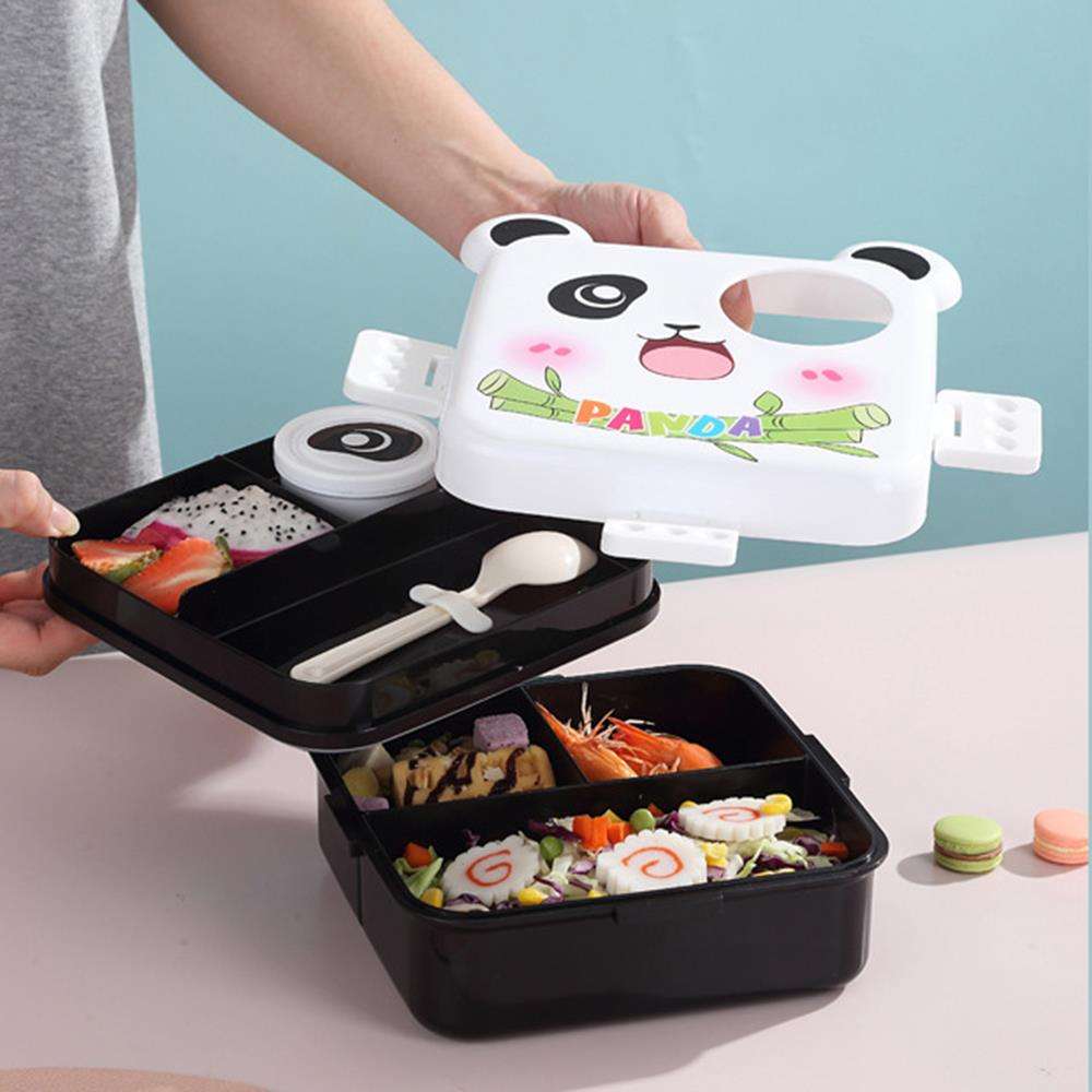 Square panda design new square plastic food storage containers