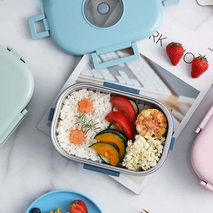 Hot Sale High Quality Tiffin 304 Stainless Steel PP Plastic Lid Bento Box Inox Sustainable Lunch Box Kids Children Lunch Box