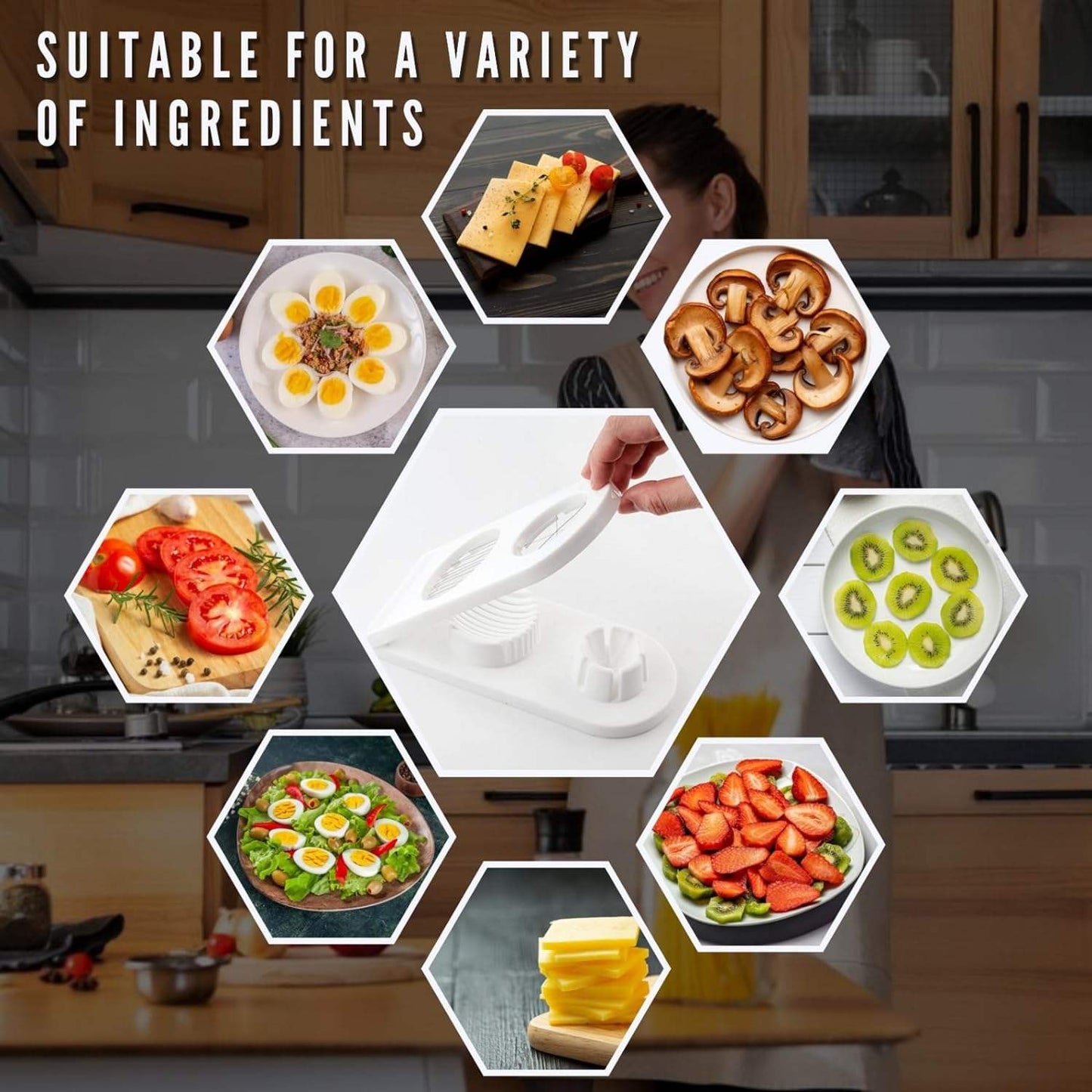 Egg Slicer Multipurpose Egg Chopper - 2 Slice Modes, Stainless Steel Egg Cutter - Kitchen Dicer