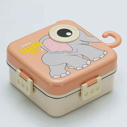 Cute Elephant Square 304 stainless steel lunch box portable auxiliary food box can be heated bento box with soup bowl