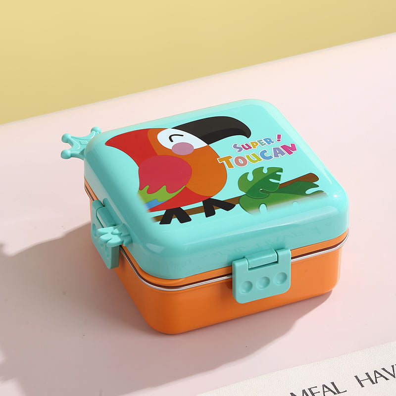 School Kids Toucan Square Stainless Steel Lunch Box 1120ml + 70ml Food Storage School Season Leak-proof OEM/ODM