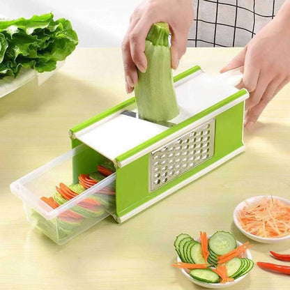 5 in 1 Multifunctional Vegetable Cutter Manual Dicer Julienne Spiral Mandoline Slicer Grater Chopper for Fruit Onion Potato