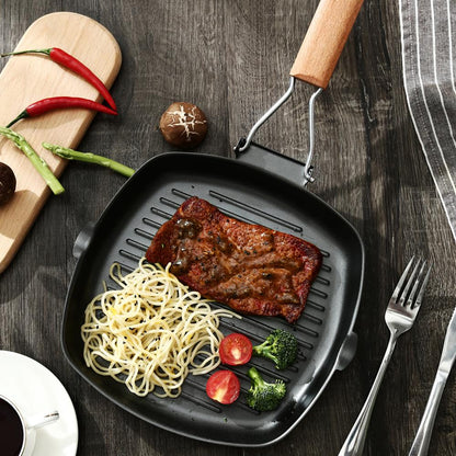 20CM Food Grade 2 Layer Non Stick Beef Steak Fry Pan Coating BBQ Grill Pan square Flat Bbq Pan Outdoor